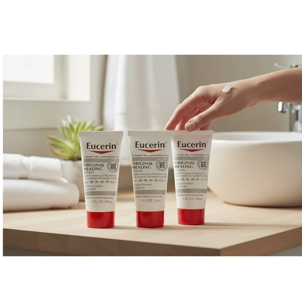Eucerin Original Healing Lotion 1oz Travel Size Fragrance Free 3 Pack